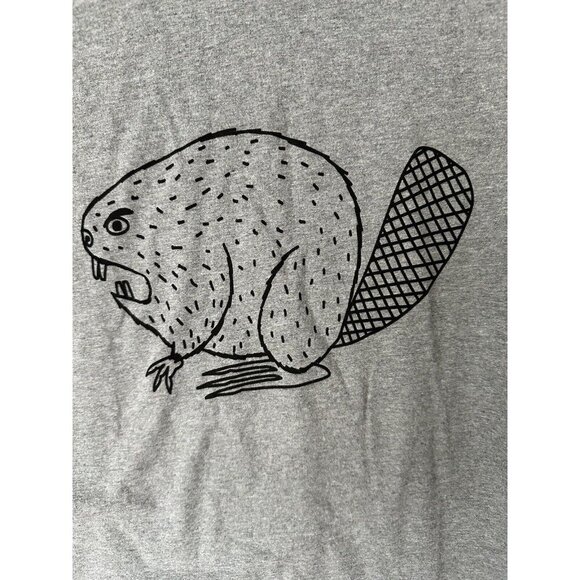 Duluth Trading Co T Shirt Mens Small Gray Angry Beaver Relaxed Fit Longtail Work - Picture 2 of 5